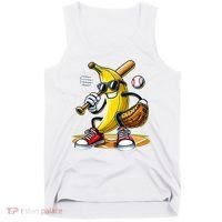 Funny Fruit Lover Banana Playing Baseball Tank Top thumb 0