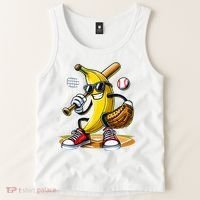 Funny Fruit Lover Banana Playing Baseball Tank Top thumb 2