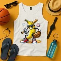 Funny Fruit Lover Banana Playing Baseball Tank Top thumb 4