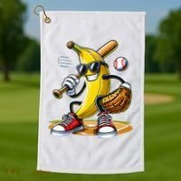 Funny Fruit Lover Banana Playing Baseball Golf Towel thumb 1