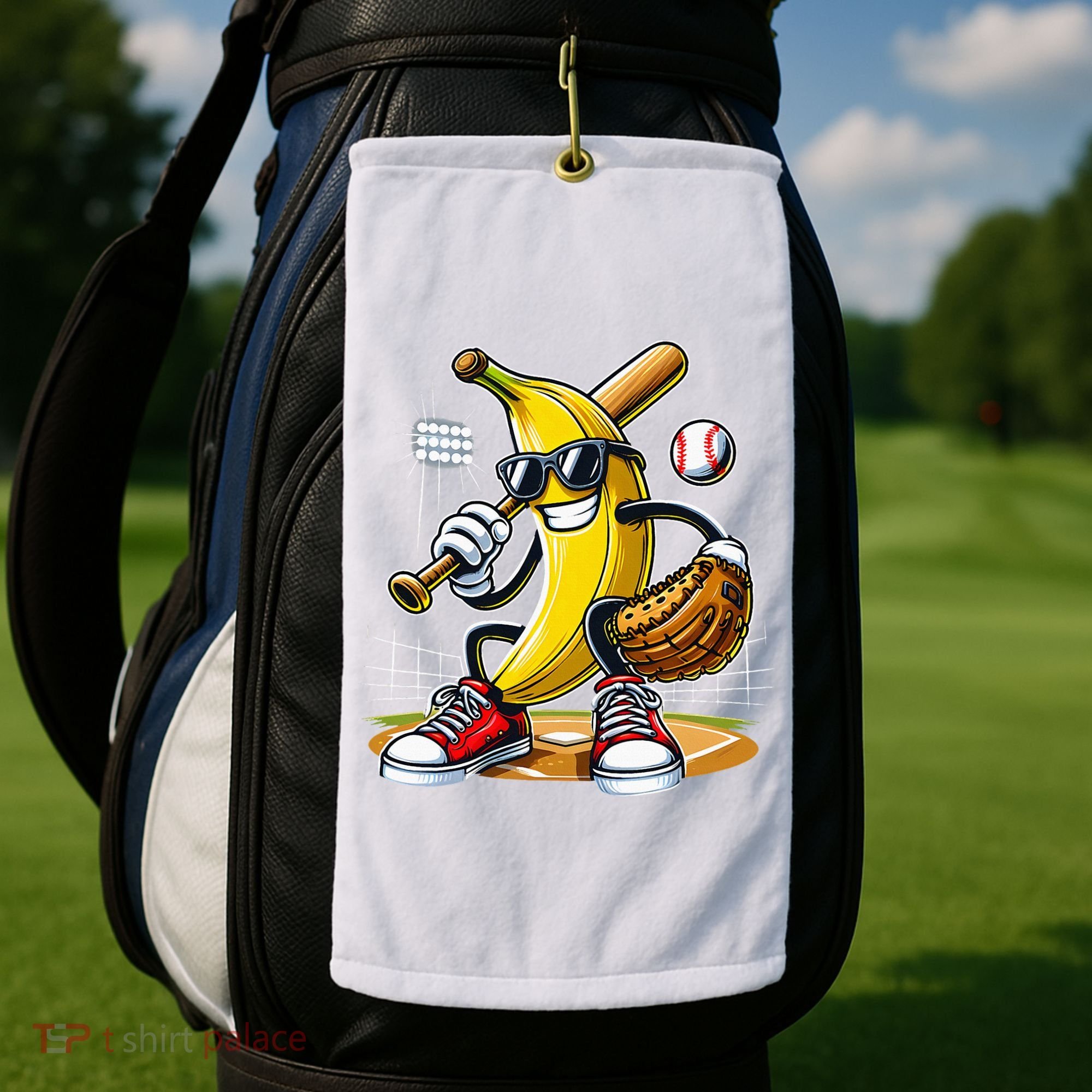 Funny Fruit Lover Banana Playing Baseball Golf Towel
