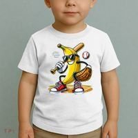 Funny Fruit Lover Banana Playing Baseball Toddler T-Shirt thumb 2