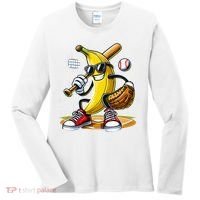 Funny Fruit Lover Banana Playing Baseball Women's Long Sleeve Shirt thumb 0