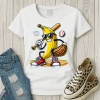 Funny Fruit Lover Banana Playing Baseball Women's T-Shirt thumb 3