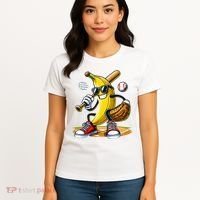 Funny Fruit Lover Banana Playing Baseball Women's T-Shirt thumb 4