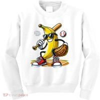 Funny Fruit Lover Banana Playing Baseball Kids Sweatshirt thumb 0