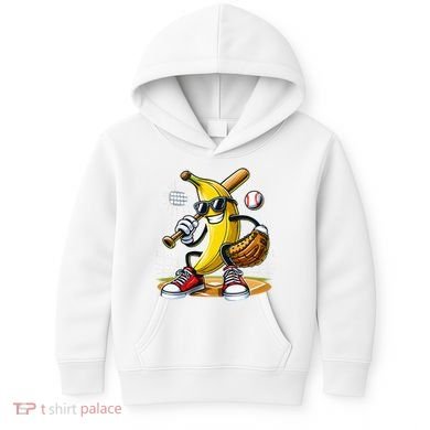 Funny Fruit Lover Banana Playing Baseball Kids Hoodie