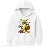 Funny Fruit Lover Banana Playing Baseball Kids Hoodie thumb 0