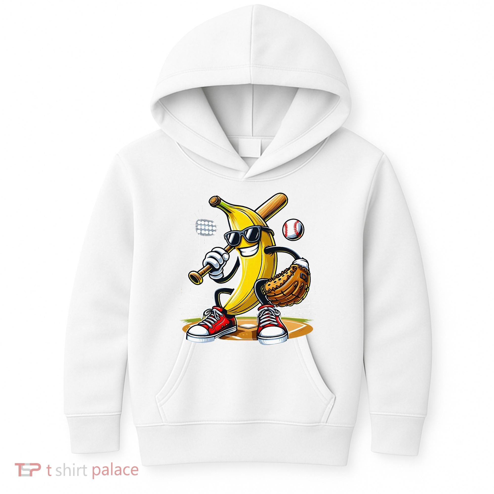 Funny Fruit Lover Banana Playing Baseball Kids Hoodie