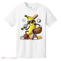 Funny Fruit Lover Banana Playing Baseball Kids T-Shirt thumb 0
