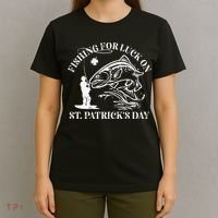 Fishing for luck on St. Patrick's Day Trout Fly Fishing Lake T-Shirt thumb 4