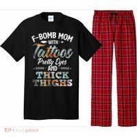 Funny FBomb Mom With Tattoos Pretty Eyes And Thick Thighs Pajama Set thumb 0