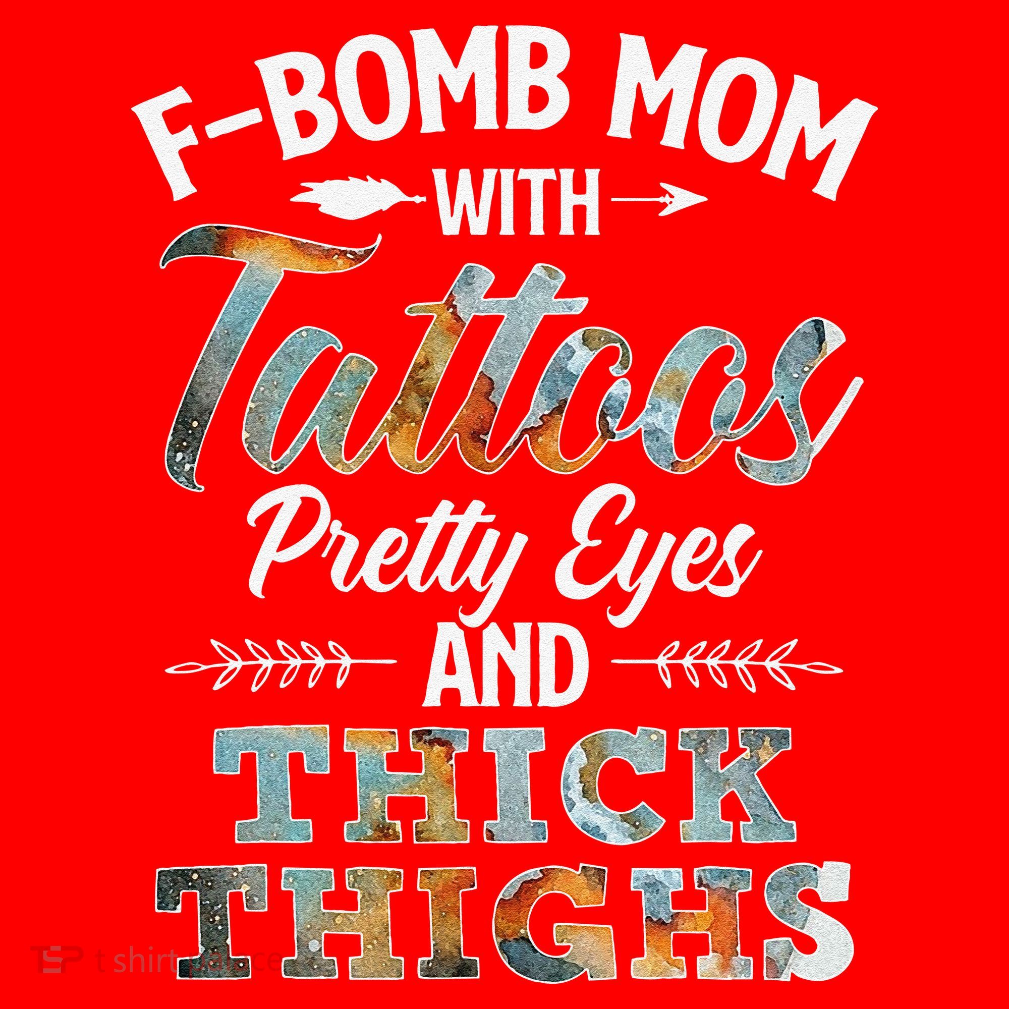 Funny FBomb Mom With Tattoos Pretty Eyes And Thick Thighs Santa Hat