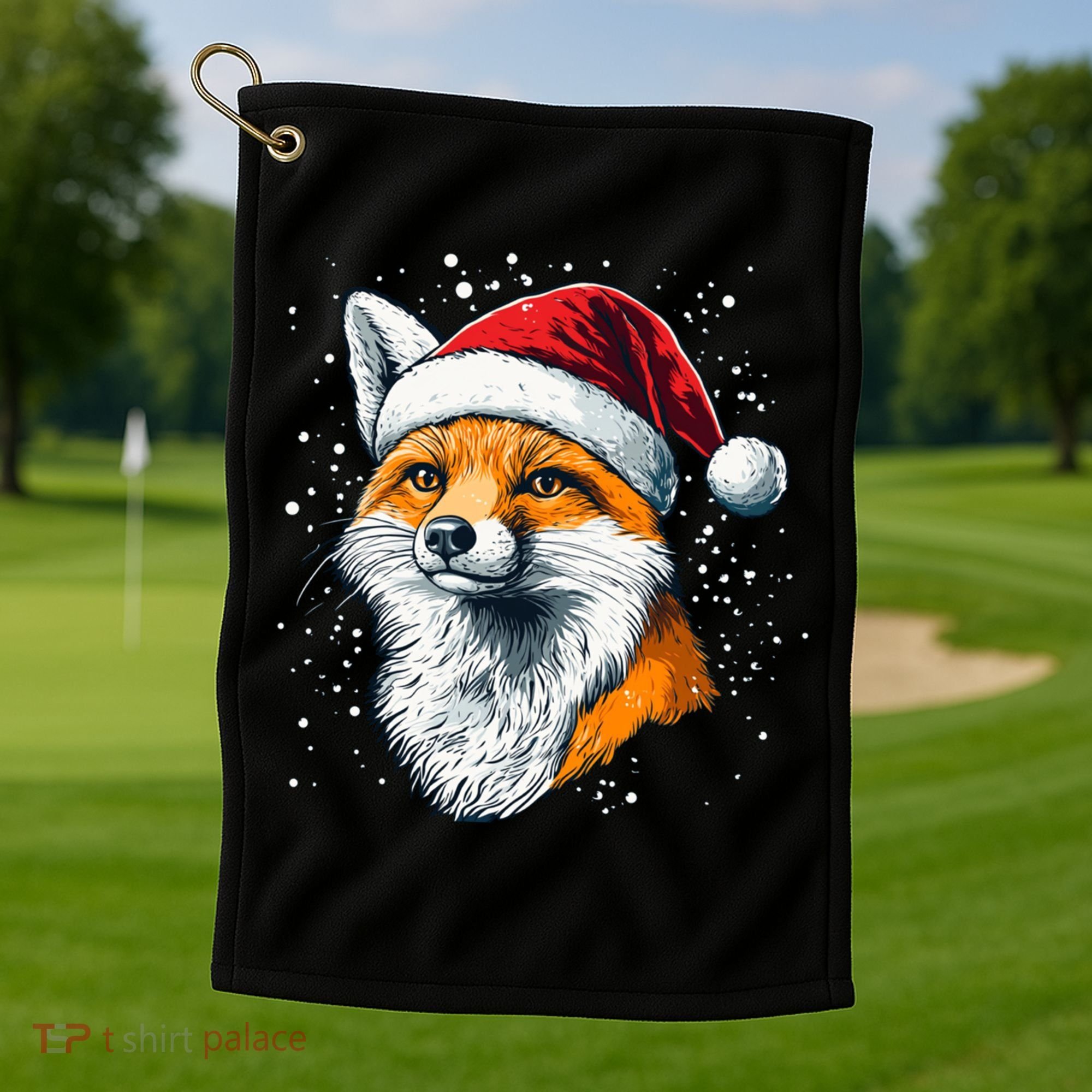 Festive Fox Merry Christmas With Family And Friends Gift Golf Towel