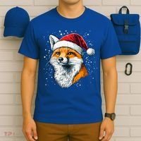 Festive Fox Merry Christmas With Family And Friends Gift T-Shirt thumb 6