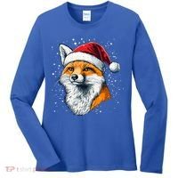 Festive Fox Merry Christmas With Family And Friends Gift Women's Long Sleeve Shirt thumb 0