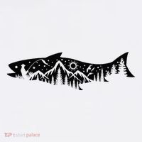 Fishing Forest Mountain Silhouette Outdoor Adventure Fishing T-Shirt thumb 7