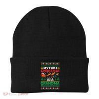 Funny Family My 1st First Christmas As A Grandma Ugly Xmas Meaningful Gift Beanie thumb 0