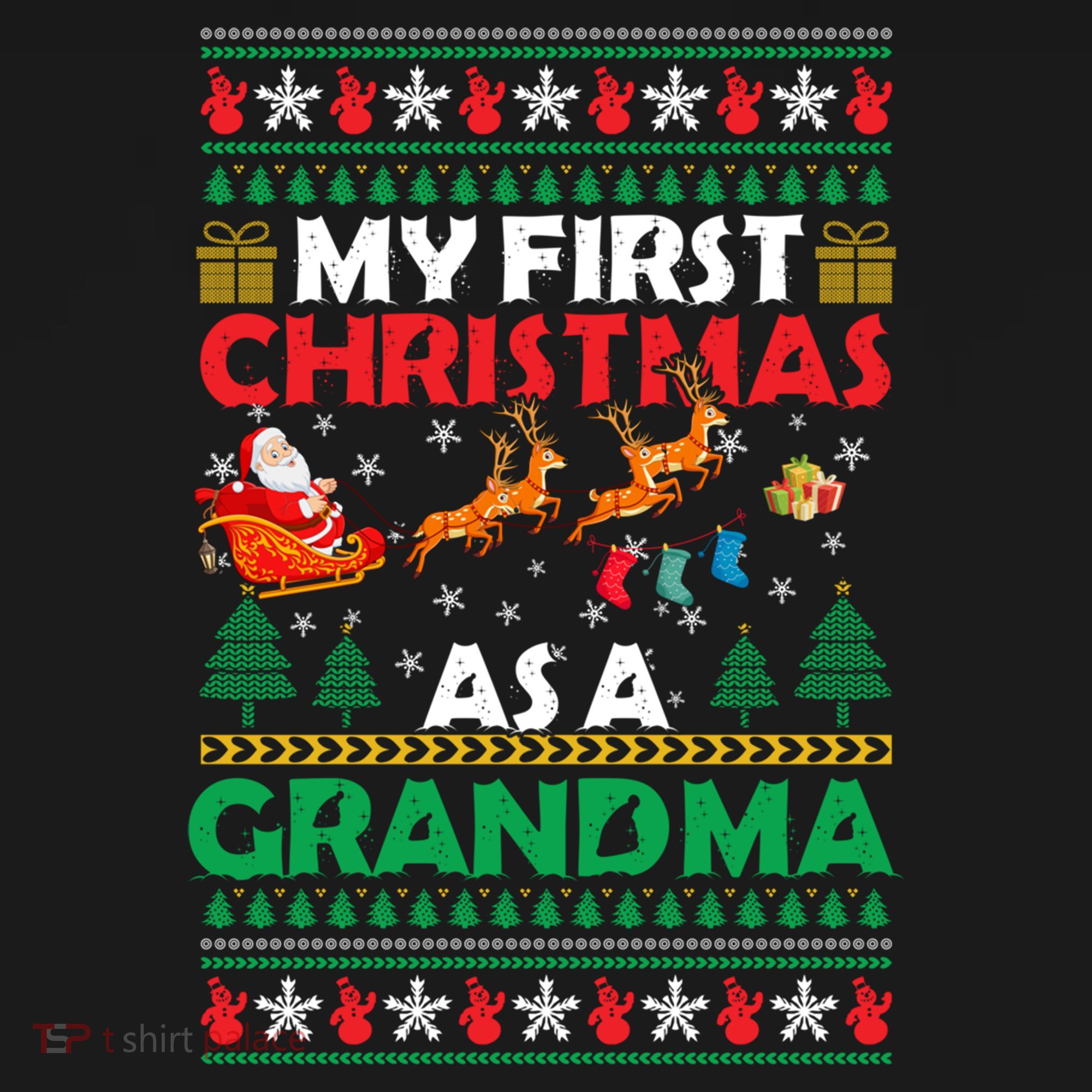 Funny Family My 1st First Christmas As A Grandma Ugly Xmas Meaningful Gift Women's Hoodie
