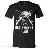 Funny Fishing My Retirement Plan Fishing V-Neck T-Shirt thumb 0
