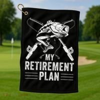 Funny Fishing My Retirement Plan Fishing Golf Towel thumb 1