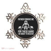 Father Forgive Me For These Gains Funny Gym Motivation Ornament thumb 0