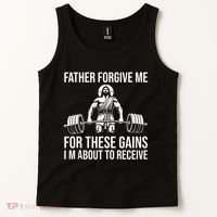 Father Forgive Me For These Gains Funny Gym Motivation Tank Top thumb 2