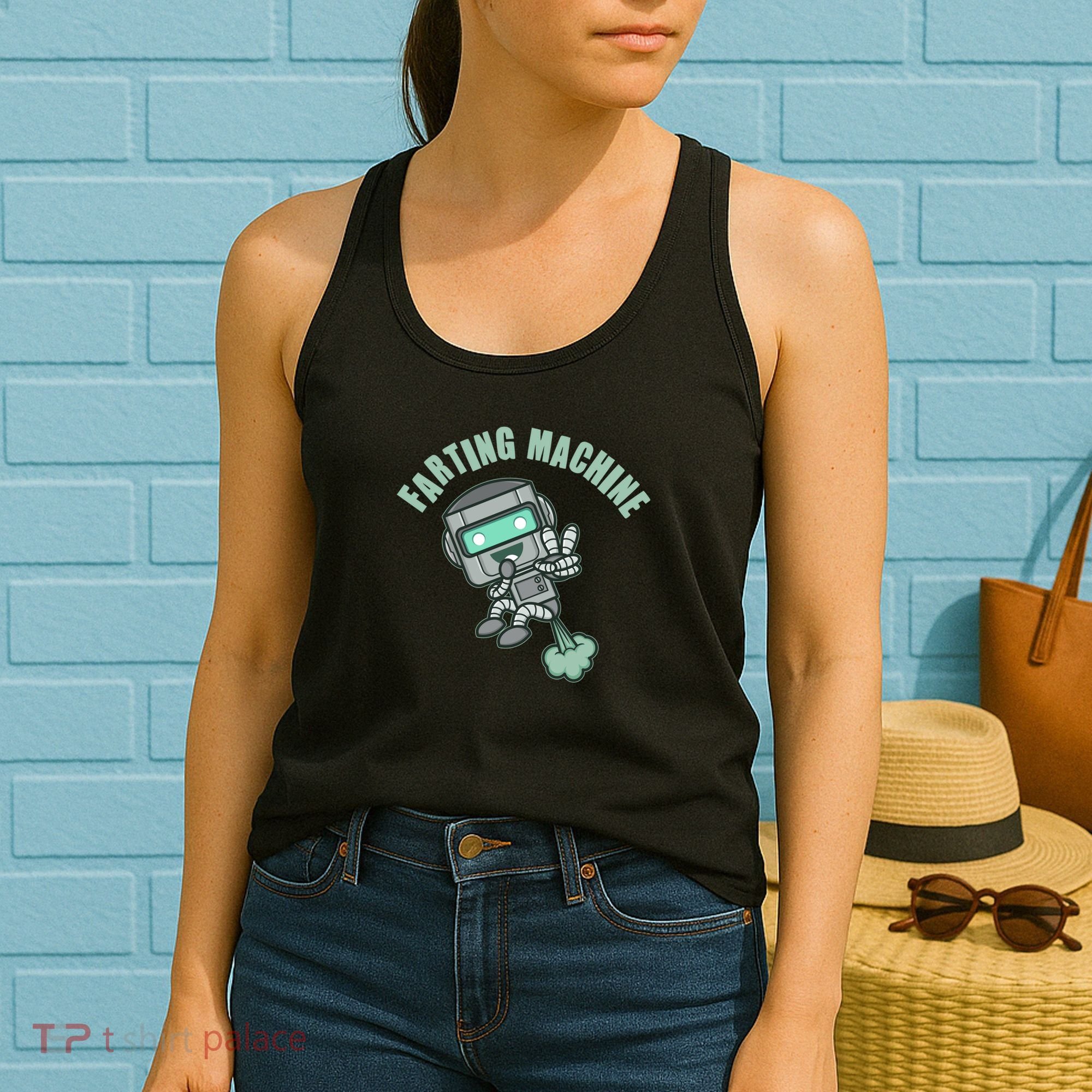 Funny Farting Machine Robot Women's Tank Top