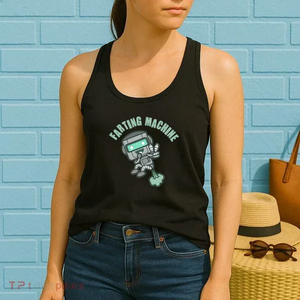 Funny Farting Machine Robot Women's Tank Top