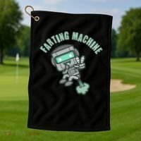 Funny Farting Machine Robot Golf Towel thumb 1