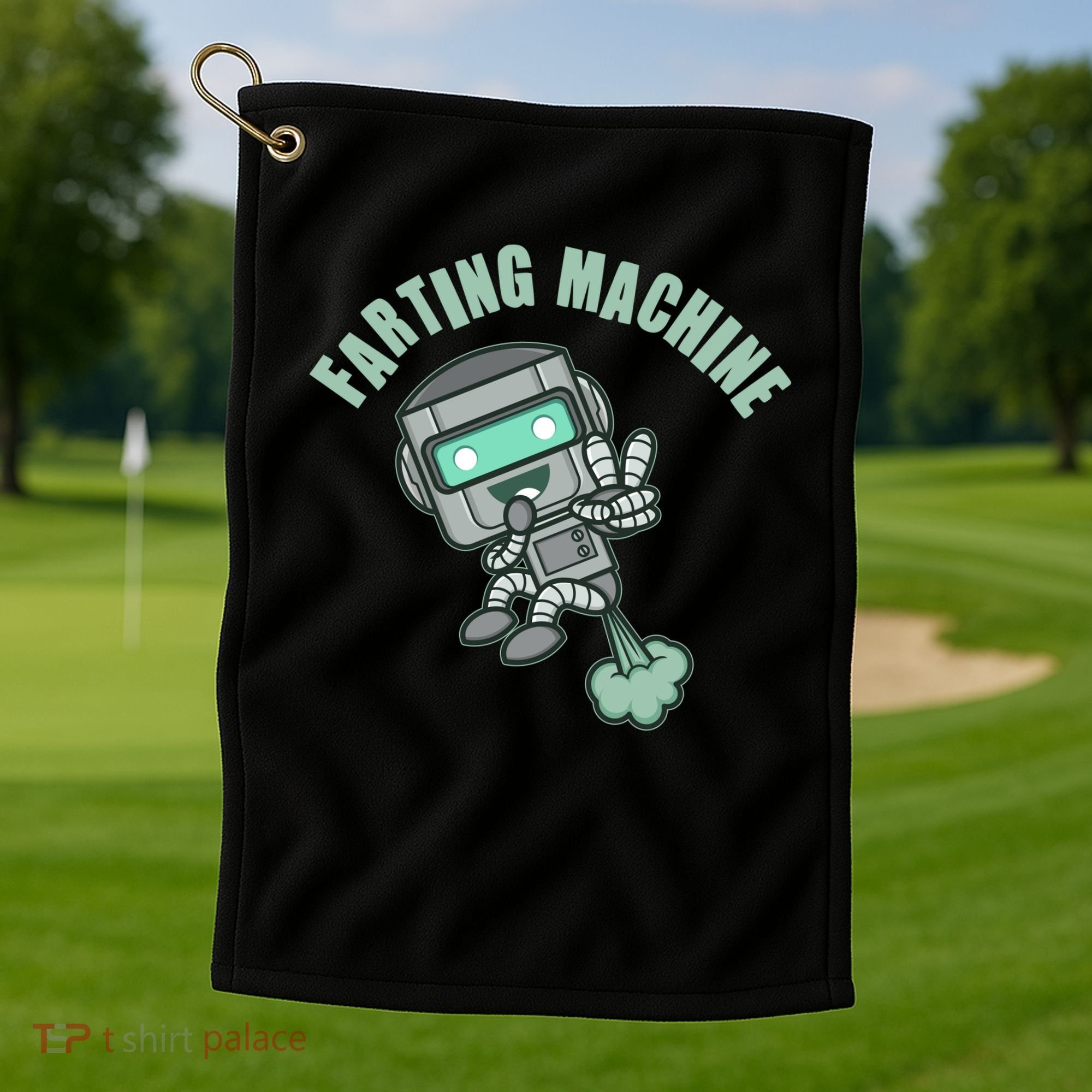 Funny Farting Machine Robot Golf Towel