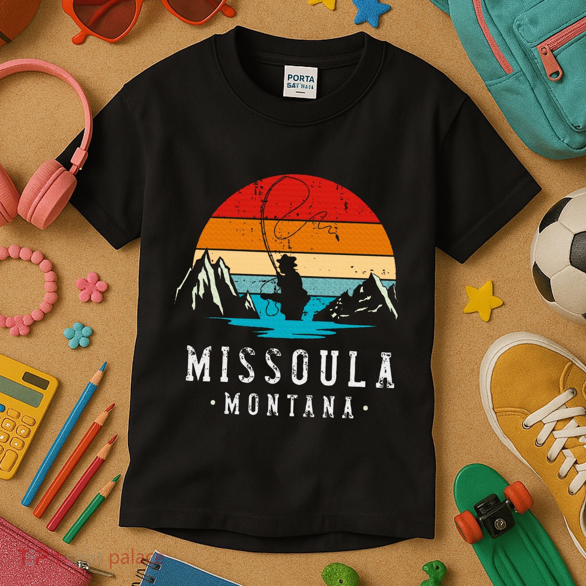 Fly Fishing Missoula Montana Kids T-Shirt