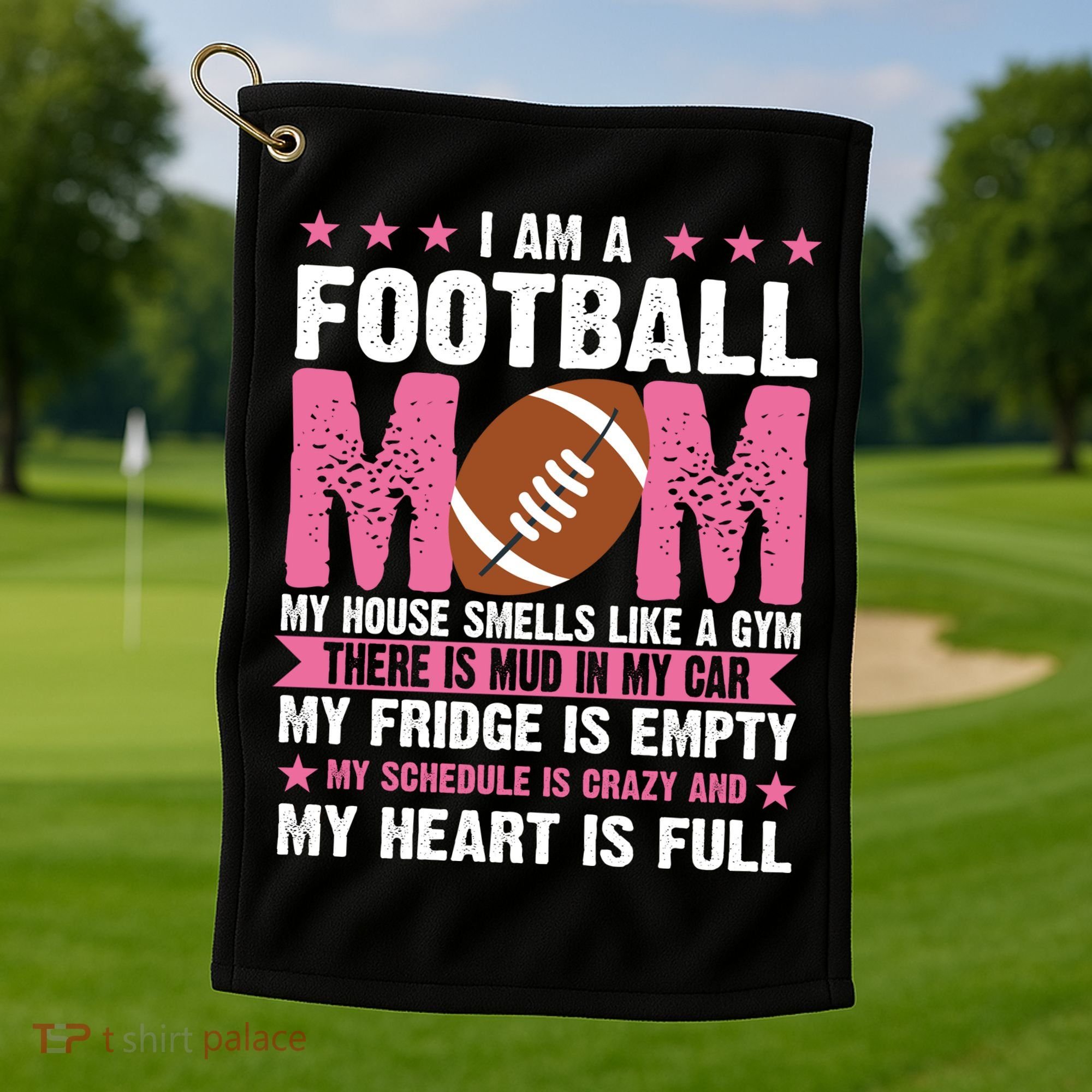 Funny Football Mom Quote Fan Golf Towel