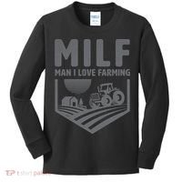 Funny Farmer Milf Man I Love Farming Gift Kids Long Sleeve Shirt thumb 0