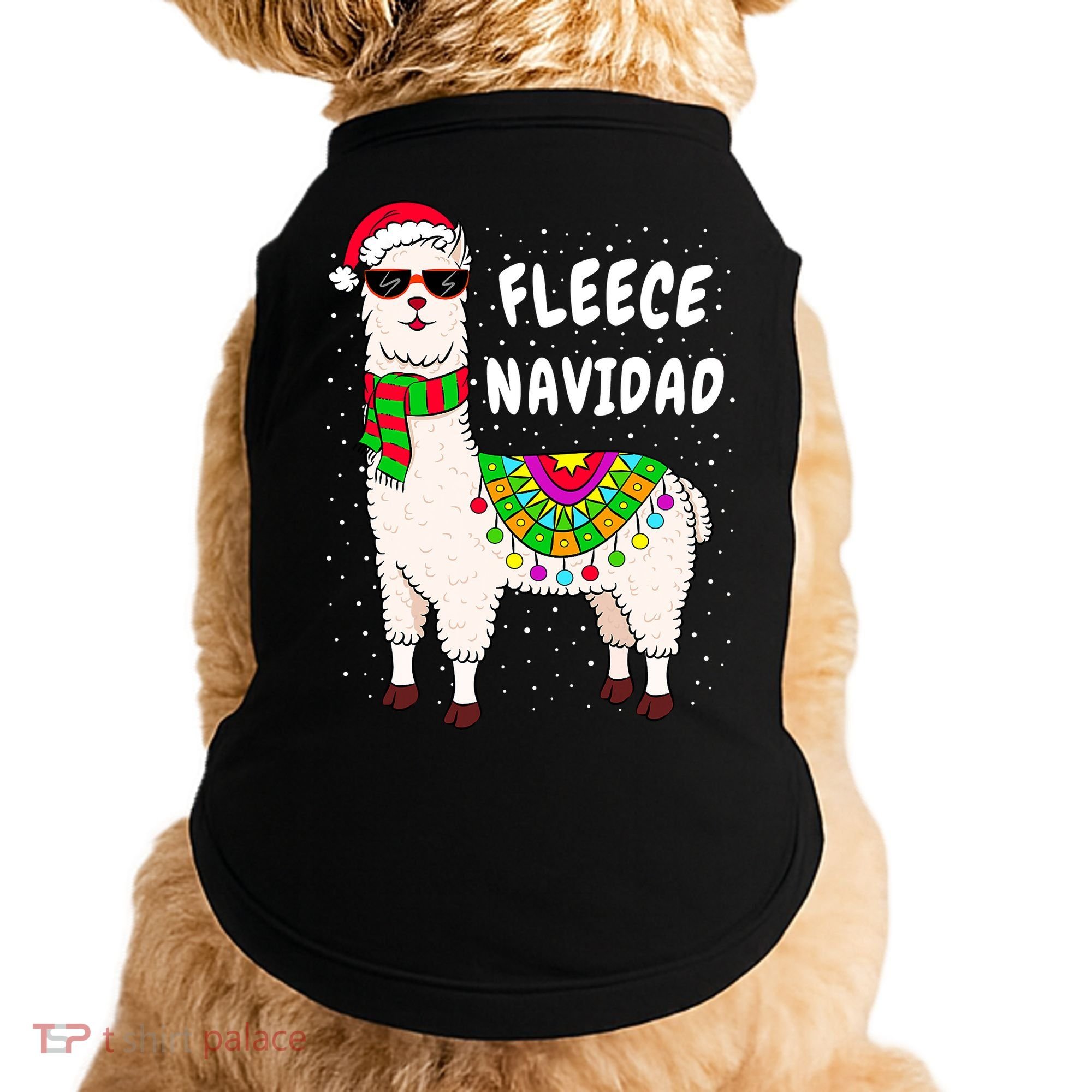 Fleece Feliz Navidad Llama Christmas Cute Xmas Gift Doggie Tank