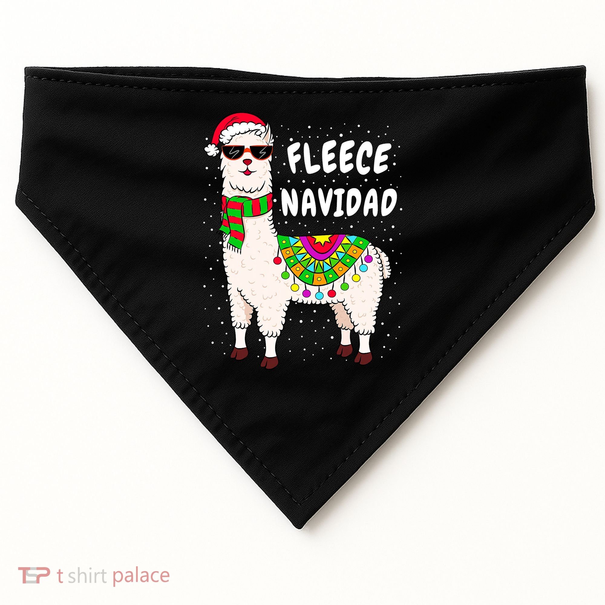 Fleece Feliz Navidad Llama Christmas Cute Xmas Gift USA-Made Doggie Bandana