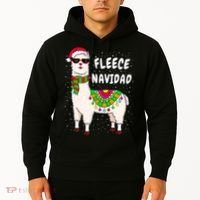 Fleece Feliz Navidad Llama Christmas Cute Xmas Gift Hoodie thumb 2