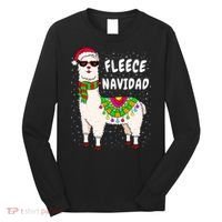 Fleece Feliz Navidad Llama Christmas Cute Xmas Gift Long Sleeve Shirt thumb 0
