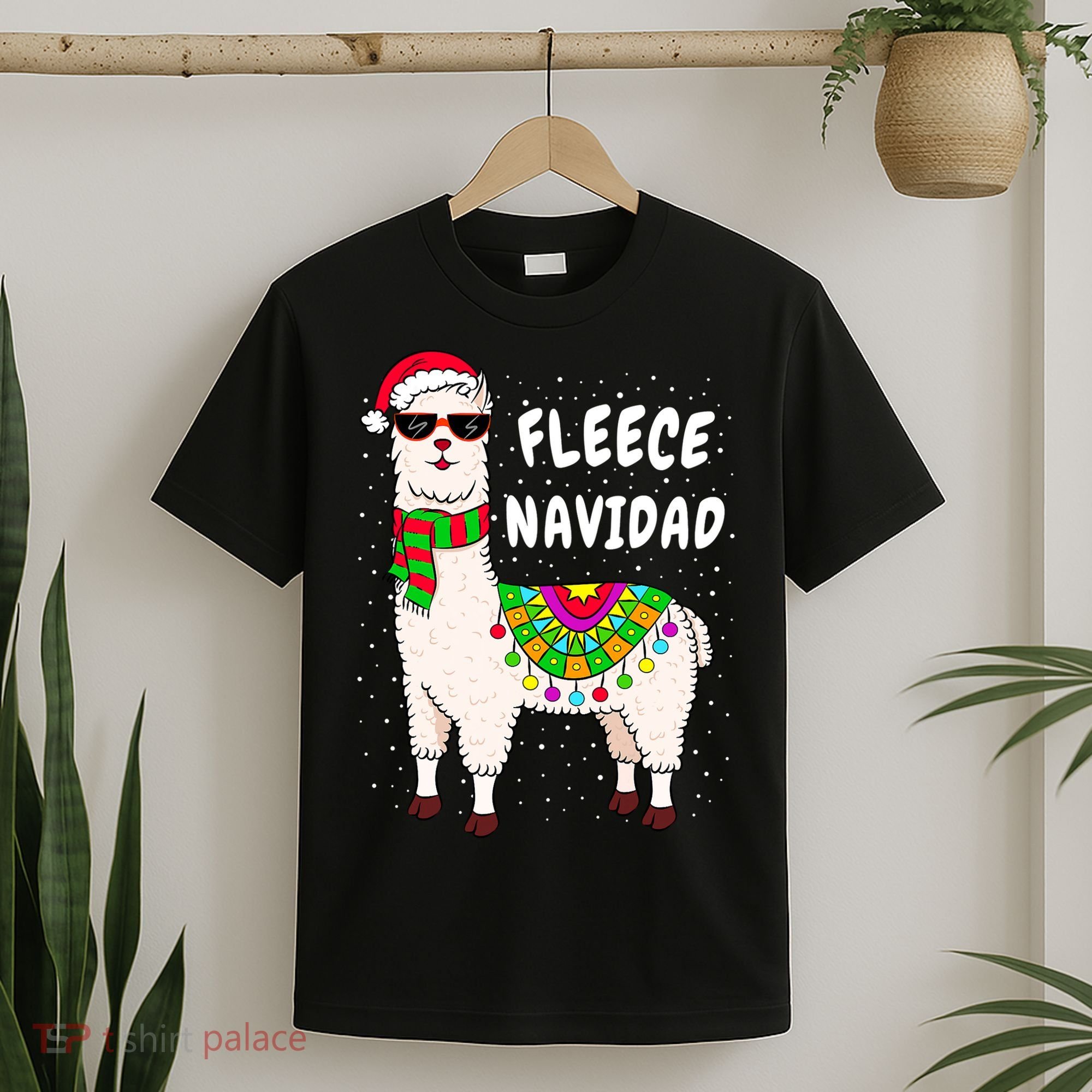 Fleece Feliz Navidad Llama Christmas Cute Xmas Gift T-Shirt
