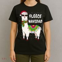 Fleece Feliz Navidad Llama Christmas Cute Xmas Gift T-Shirt thumb 4