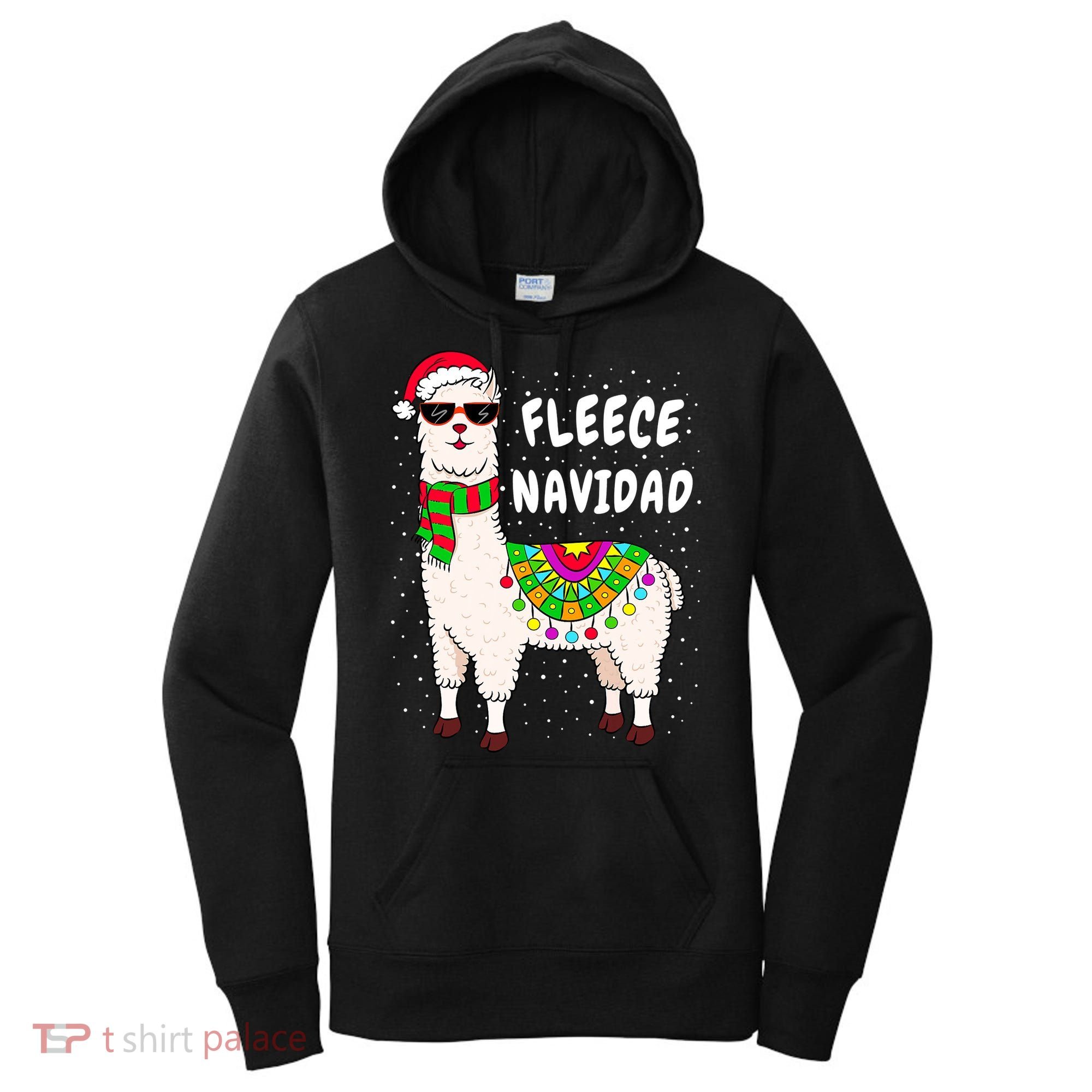 Fleece Feliz Navidad Llama Christmas Cute Xmas Gift Women's Hoodie