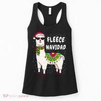 Fleece Feliz Navidad Llama Christmas Cute Xmas Gift Women's Tank Top thumb 0