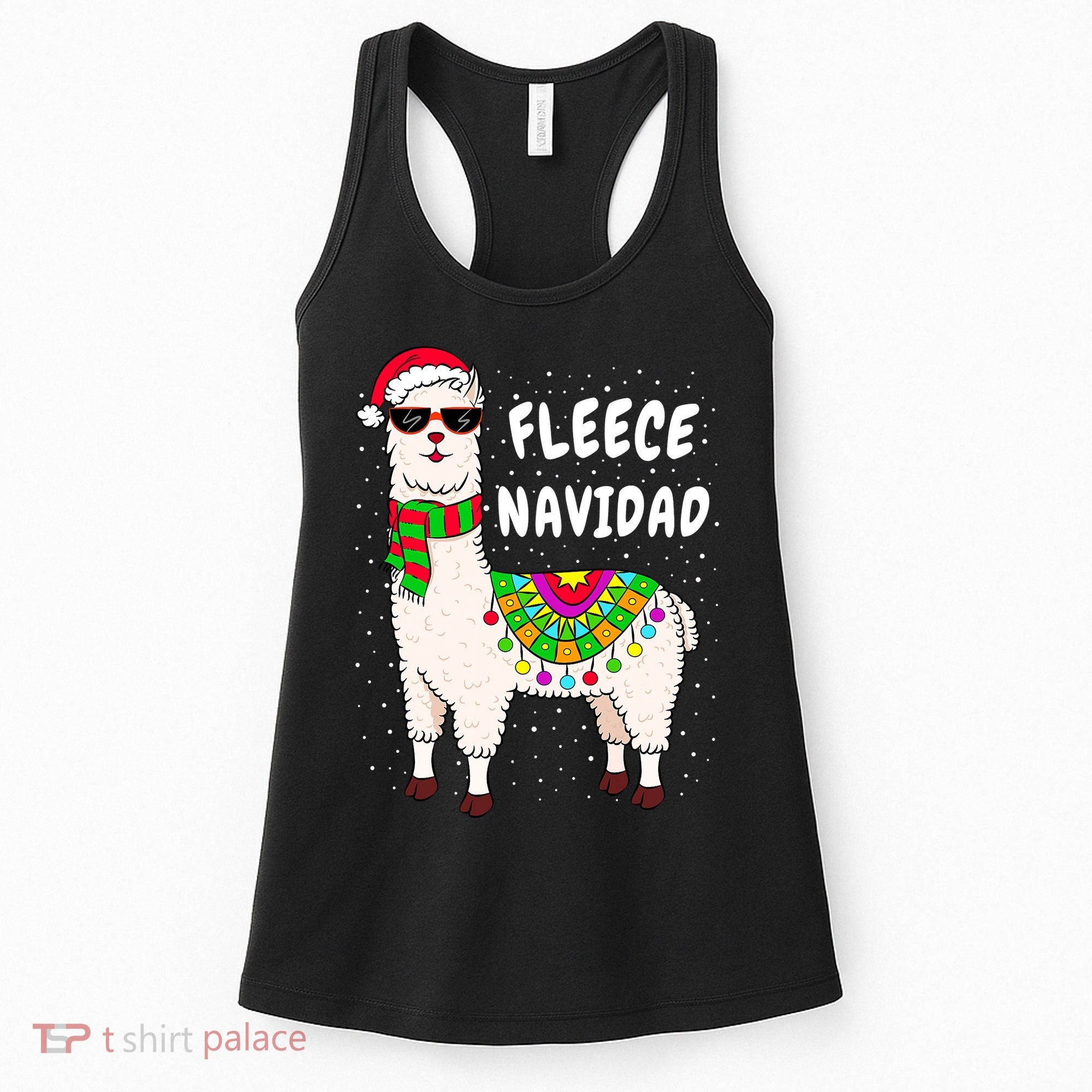 Fleece Feliz Navidad Llama Christmas Cute Xmas Gift Women's Tank Top
