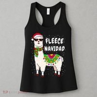 Fleece Feliz Navidad Llama Christmas Cute Xmas Gift Women's Tank Top thumb 3