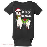 Fleece Feliz Navidad Llama Christmas Cute Xmas Gift Baby Bodysuit thumb 0