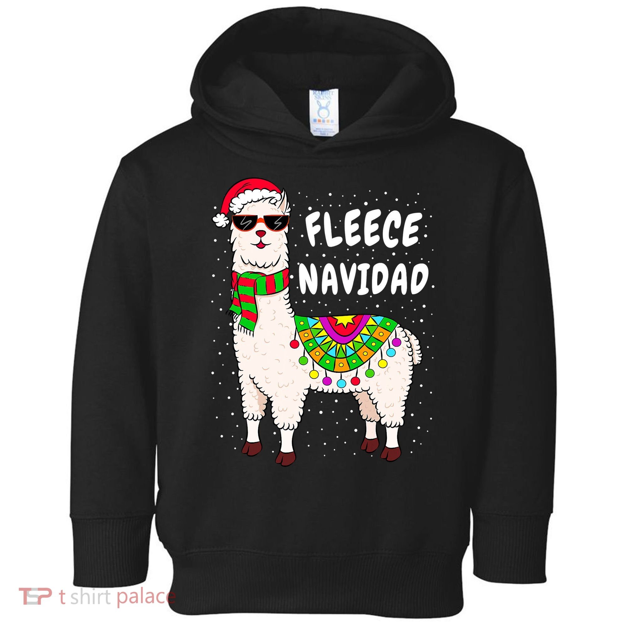 Fleece Feliz Navidad Llama Christmas Cute Xmas Gift Toddler Hoodie