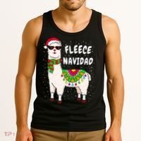 Fleece Feliz Navidad Llama Christmas Cute Xmas Gift Tank Top thumb 3