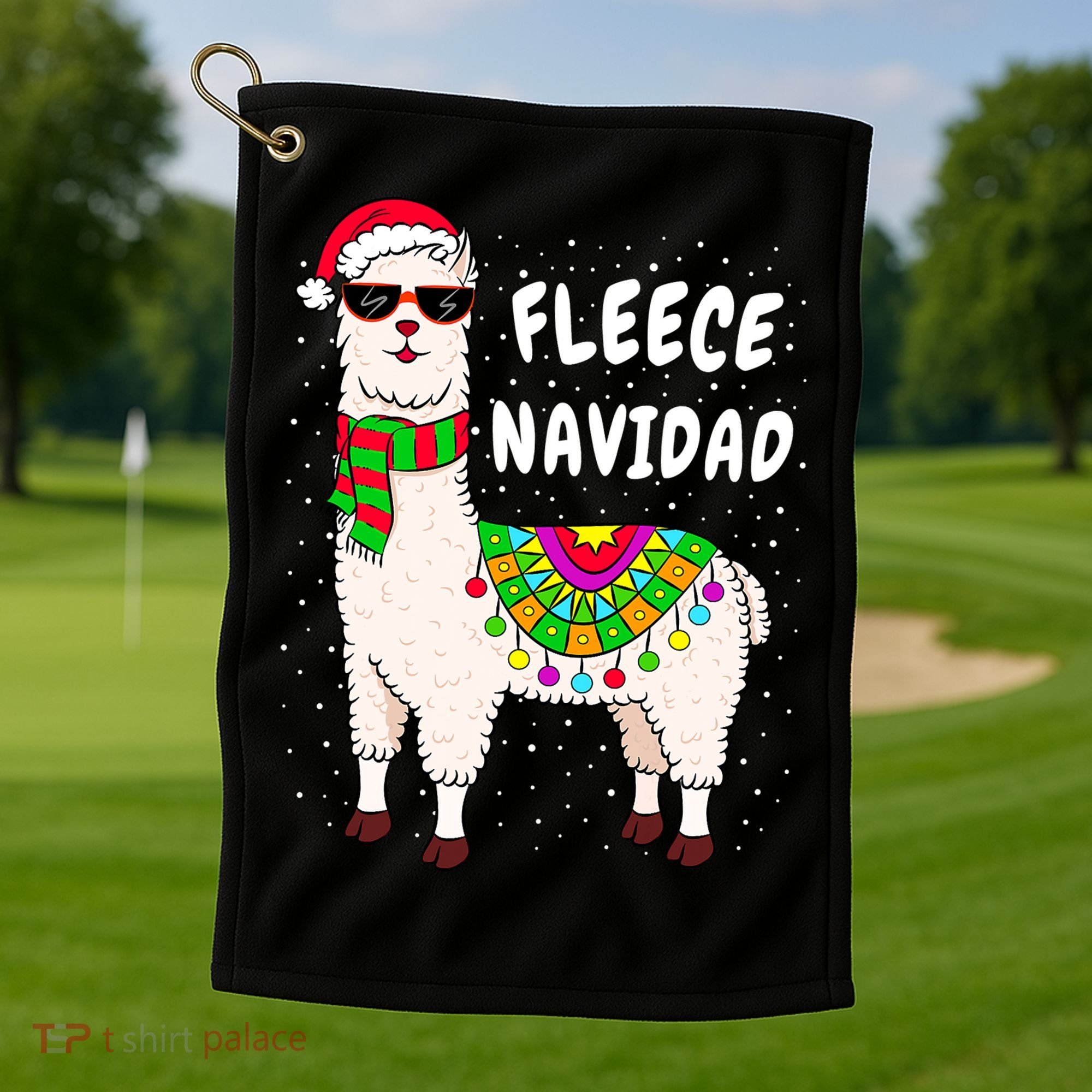 Fleece Feliz Navidad Llama Christmas Cute Xmas Gift Golf Towel