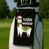 Fleece Feliz Navidad Llama Christmas Cute Xmas Gift Golf Towel thumb 2