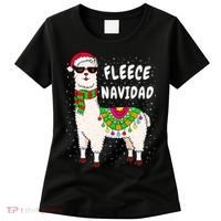 Fleece Feliz Navidad Llama Christmas Cute Xmas Gift Women's T-Shirt thumb 0
